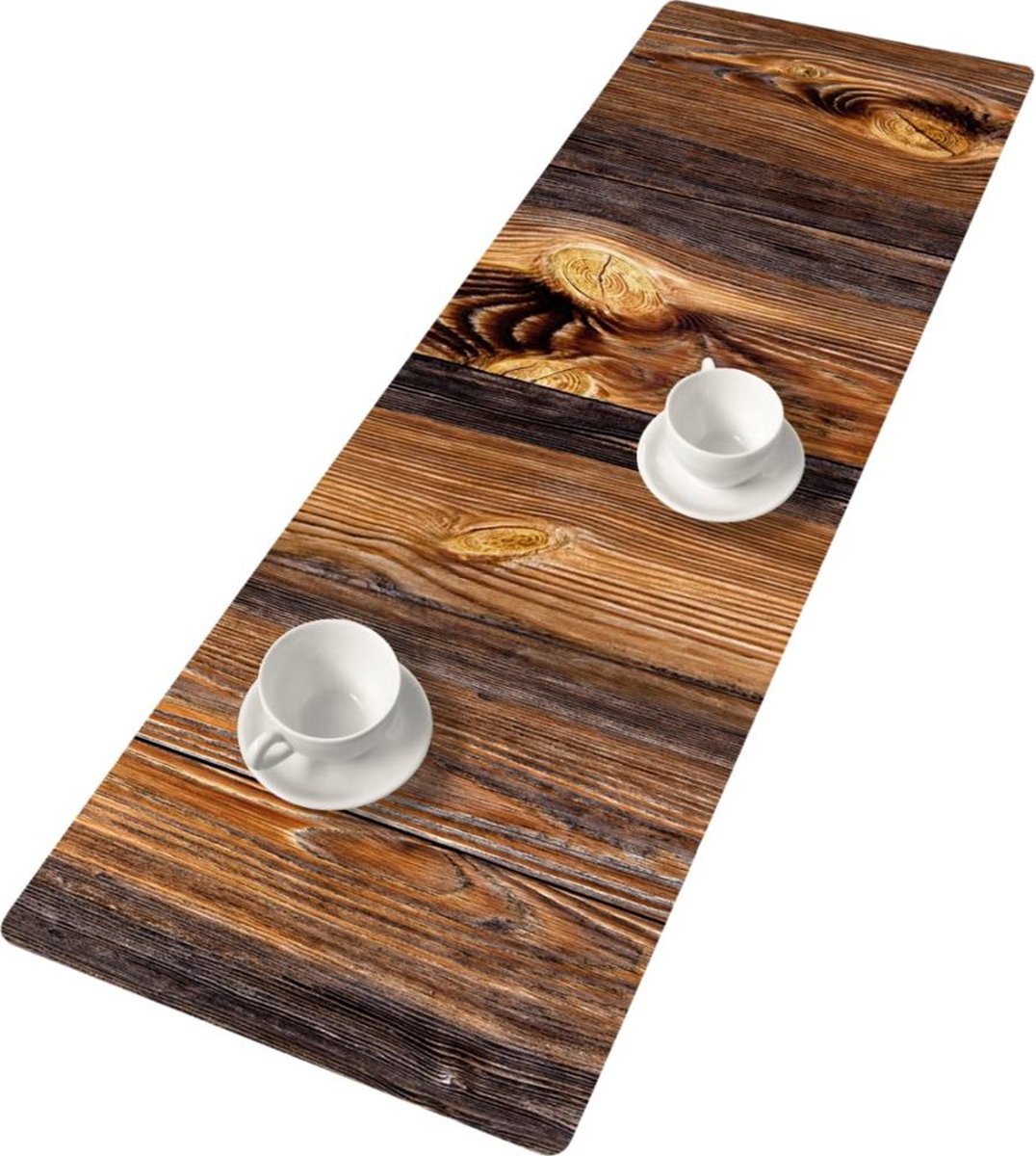 Bertoni - Tischläufer Tischdecke - Filz - 115x40cm - bedrucktes Motiv Holz
