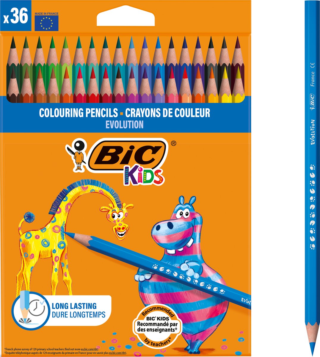 Bic Kids Ecolution Evolution – Buntstifte – Kinder und Erwachsene – verschiedene Farben – Bleistift – 36 Stück