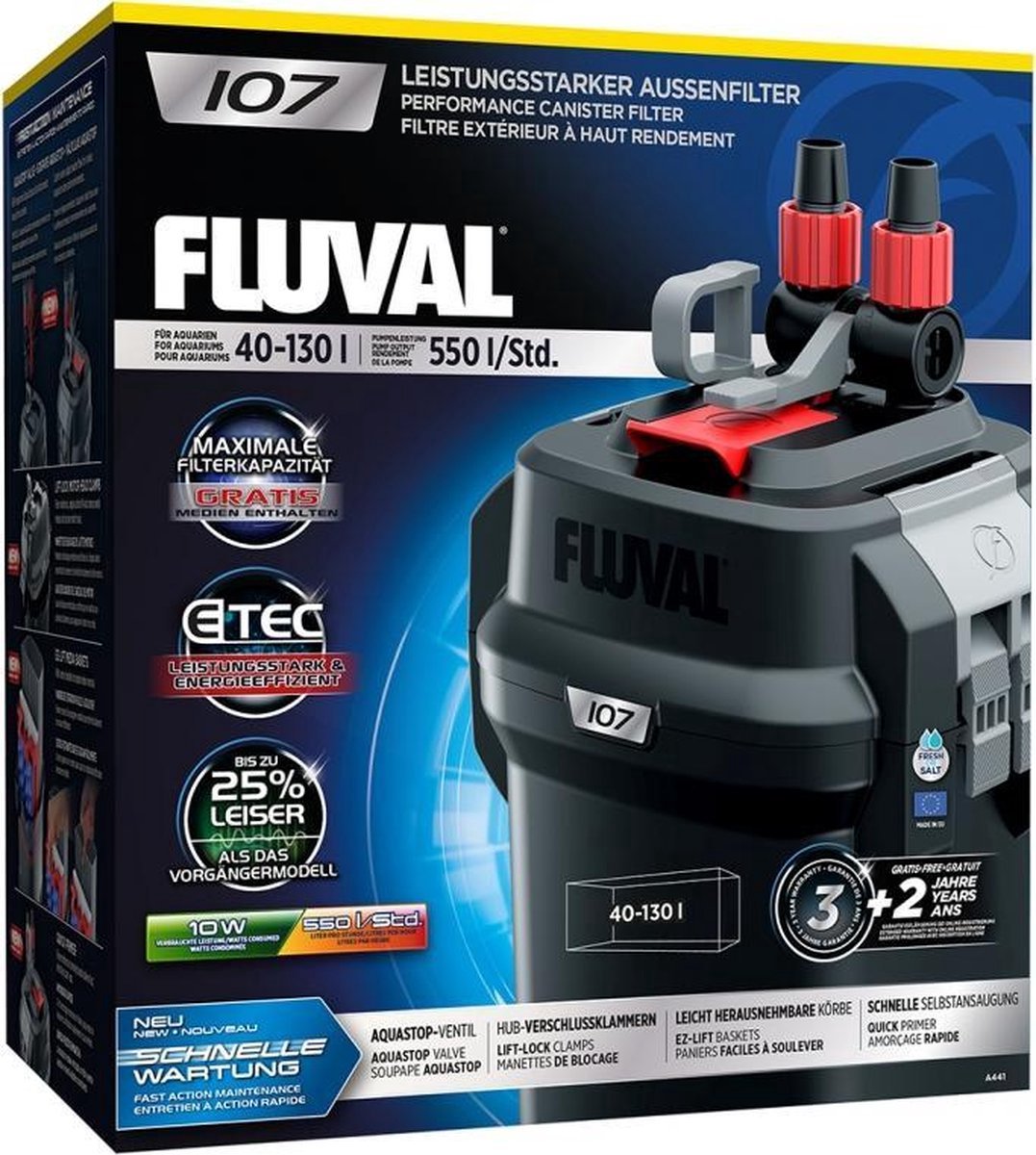 Fluval - Aquariumfilter - Außenfilter - 550 l Stunden - 40-130 Liter