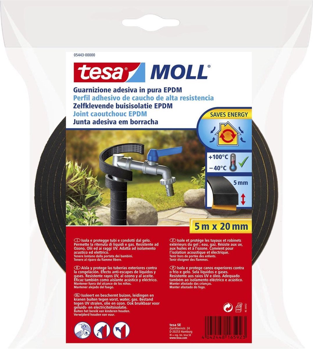 Tesa Buis Isolierung EPDM 5m x 20 mm schwarz