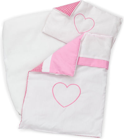 Woet® Puppendecke – Puppenbettwäsche – rosa karierte Decke für Puppenbett oder Puppenwagen – Rollenspiel-Puppenzubehör – ab 1 Jahr