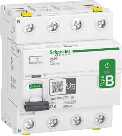 Fehlerstrom-Schutzschalter von Schneider Electric, 4-polig, 63 A, 300 mA, Typ B-SI IID