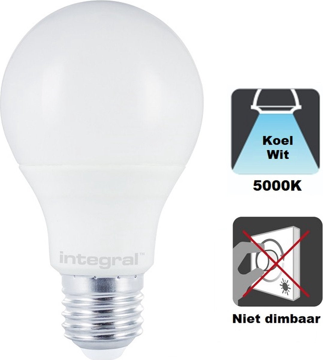 Integrierte LED – E27-LED-Lampe – 9,5 Watt – 5000 K – 1055 Lumen – mattierte Abdeckung – nicht dimmbar