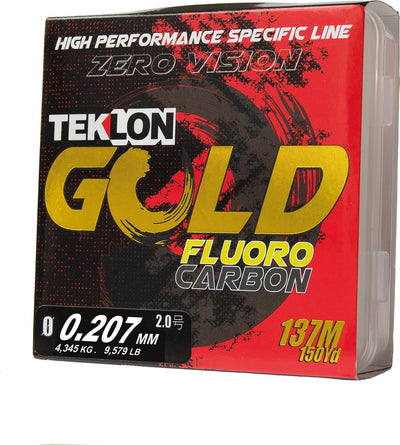 Teklon Gold Fluorocarbon – unsichtbare Premium-Angelschnur mit japanischer Zero-Vision-Technologie, 0,207 mm, 137 m