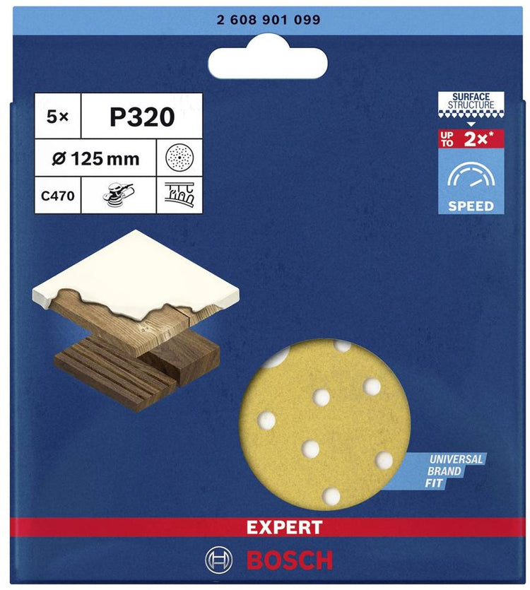 Bosch 5x Expert C470 Schleifpapier mit mehreren Löchern für Exzenter...