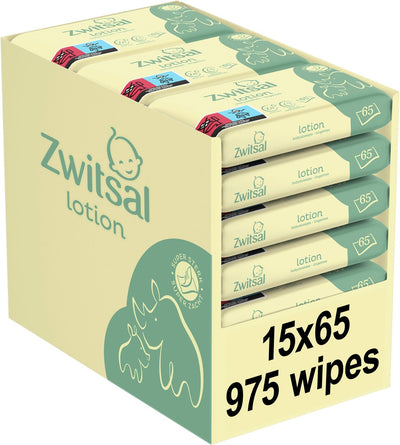 Zwitsal – Babytücher – Lotion – 975 Tücher (15 x 65) – Vorteilspackung
