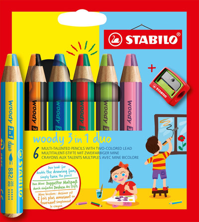 Stabilo Woody 3in1 Duo mit einem Bleistift schärfer, 7dlg.