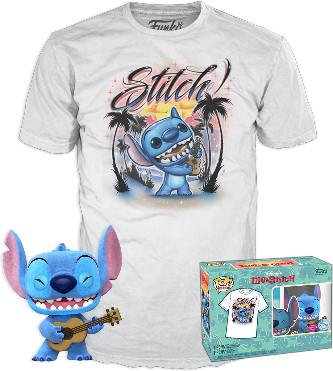 Funko-Pop-T-Shirt! Disney – Stitch Exclusive Flocked Edition – Größe L