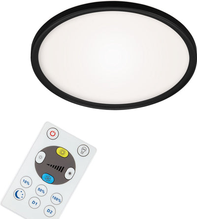 Briloner - LED Deckenleuchte - dimmbare Deckenleuchte - mit Hintergrundbeleuchtung - inkl. Fernbedienung - 18 Watt - 2400 Lumen - Weiß-Schwarz