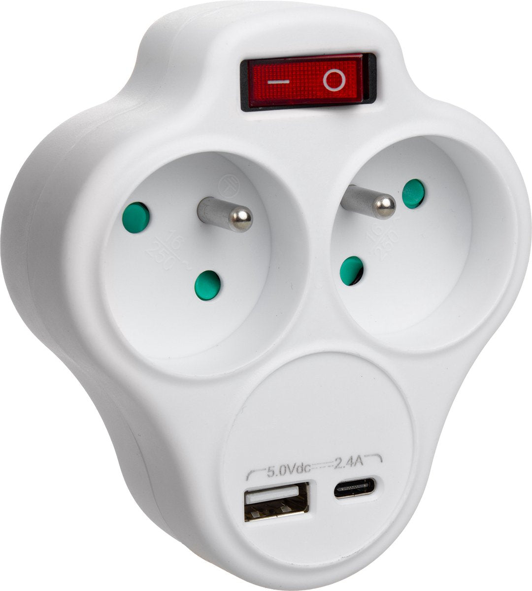 Maclean - Steckdosenverteiler mit 2 Steckdosen und USB A-C 2.4a - Typ E - 2x16a - mce336 e