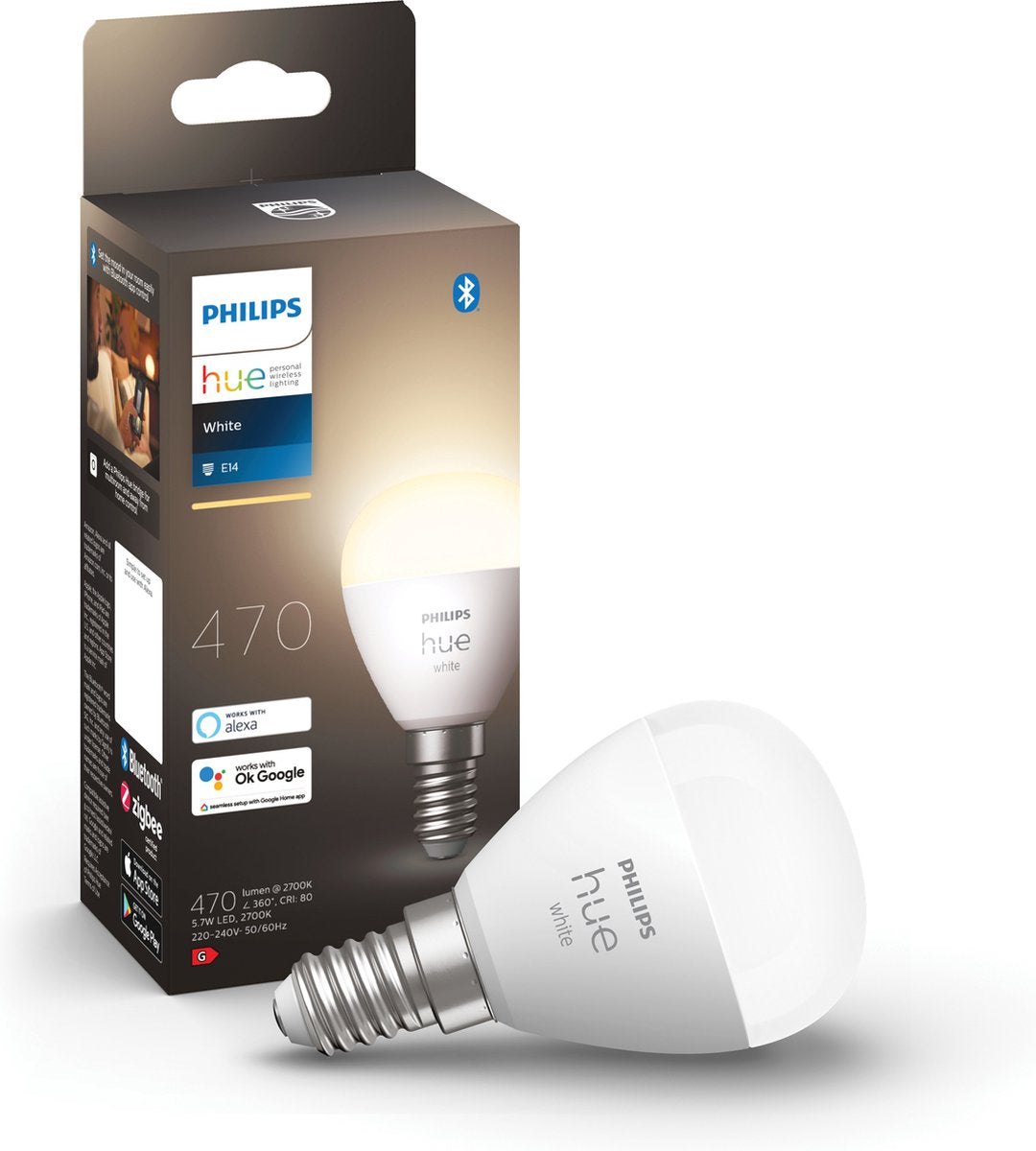 Philips Hue Smart-Lichtquelle Glanz E14 – warmweißes Licht – 5,7 W – Bluetooth