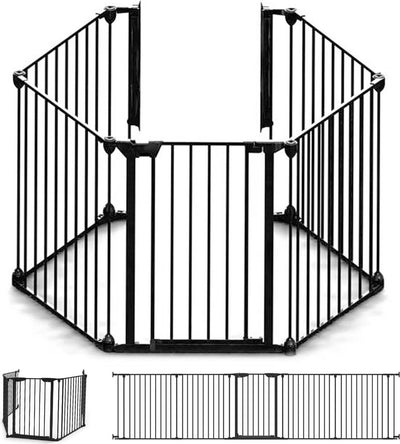 Noma 5 Panel Sicherheitszaun – Raumteiler – bis 315 cm – Schwarz – Ofenzaun – Sicherheitszaun für Kamin