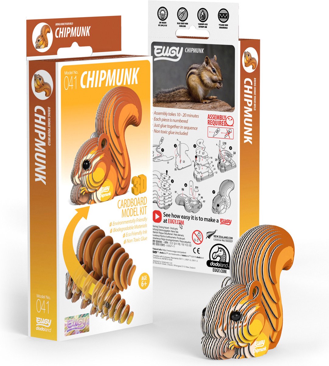 Eugy 3D-Puzzle – Streifenhörnchen – Waldtiere – nachhaltig – alle sammeln – 6 Jahre