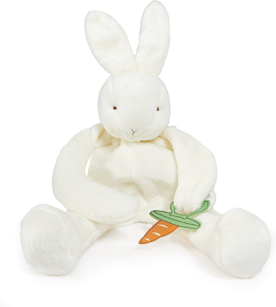 Bunnies by the Bay Schmusetuch mit Hasen-Schnullerhalter – Schnullertuch – extrem weich – Klettverschluss für Schnuller – maschinenwaschbar – 25 cm – weiß