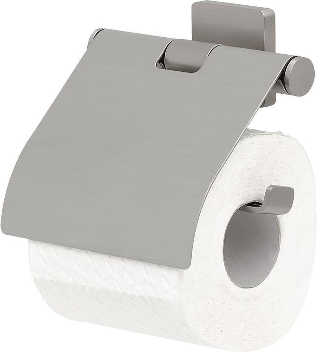 Tiger Dock - Toilettenpapierhalter mit Klappe - gebürsteter Edelstahl