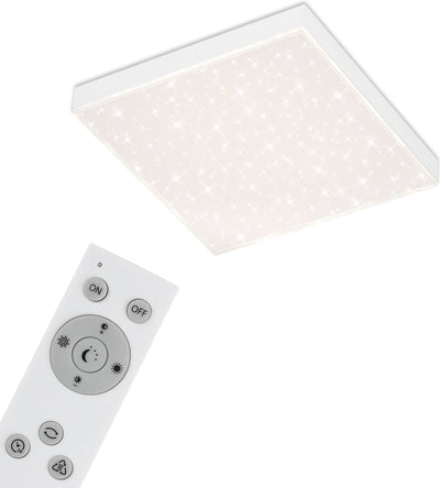 Briloner - Deckenleuchte - dimmbare Deckenleuchte - mit Lichtrand - Sterndeko - inkl. Fernbedienung - Farbtemperaturregelung -15 Watt -1.600 Lumen - Weiß
