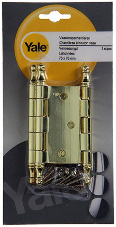 Yale 1019145 – 3 Vasenknopfscharniere Messing 76 x 76 mm | 2 Stk