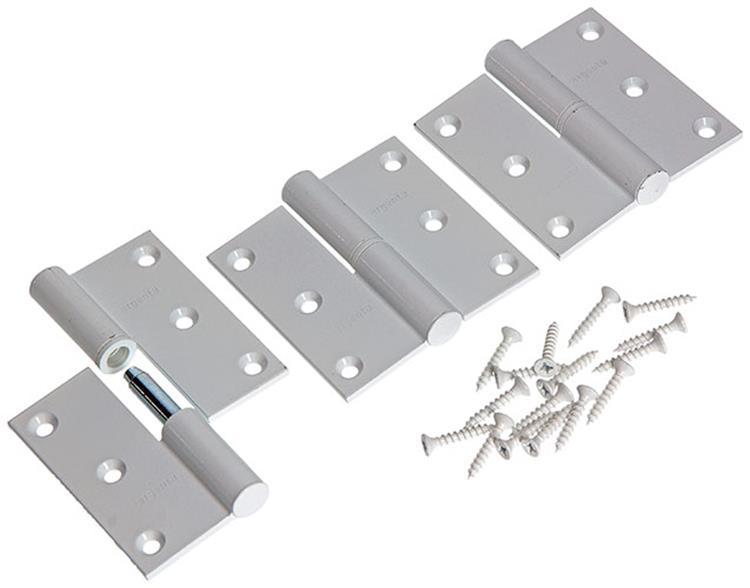 Yale 1019159 - 3 Scharniere Aluminium weiß rechtwinklig links 80x80mm | 2 Stk