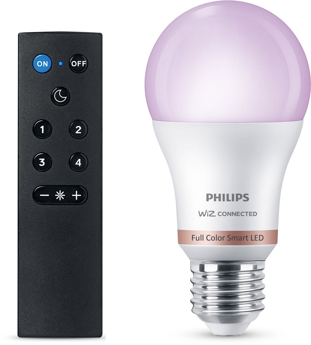 Philips Smart Lighting – Starter-Kit – Smart-Lampe mit Fernbedienung – RGB – farbiges und einstellbares weißes Licht – dimmbar – E27-Fassung – funktioniert mit der Wiz-App – WLAN