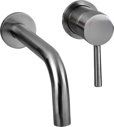 Differnz Wandarmatur Gun Metal - Einbau-Waschtischarmatur - Kalt- und Warmmischbatterie - Hebel rechts