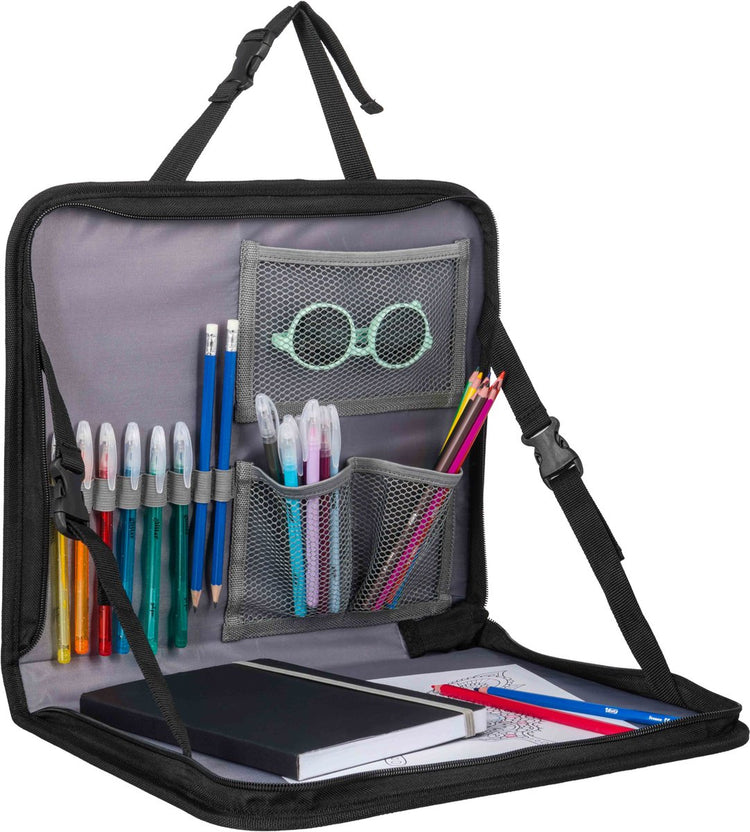 Dooky® dooky – Reisetablett für Autositze auf dem Rücksitz – grau – Tablet-Halter – klappbar – integrierter Tisch mit verstellbarem Winkel und erhöhtem Rand
