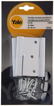Yale 1019160 - 3 Scharniere Aluminium weiß rechtwinklig rechts 80x80mm | 2 Stk - afbeelding 3