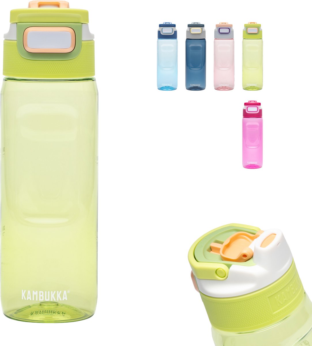 Kambukka Elton Trinkflasche 750 ml – feines Limettengrün mit 3-in-1-Deckel und einfacher Reinigung