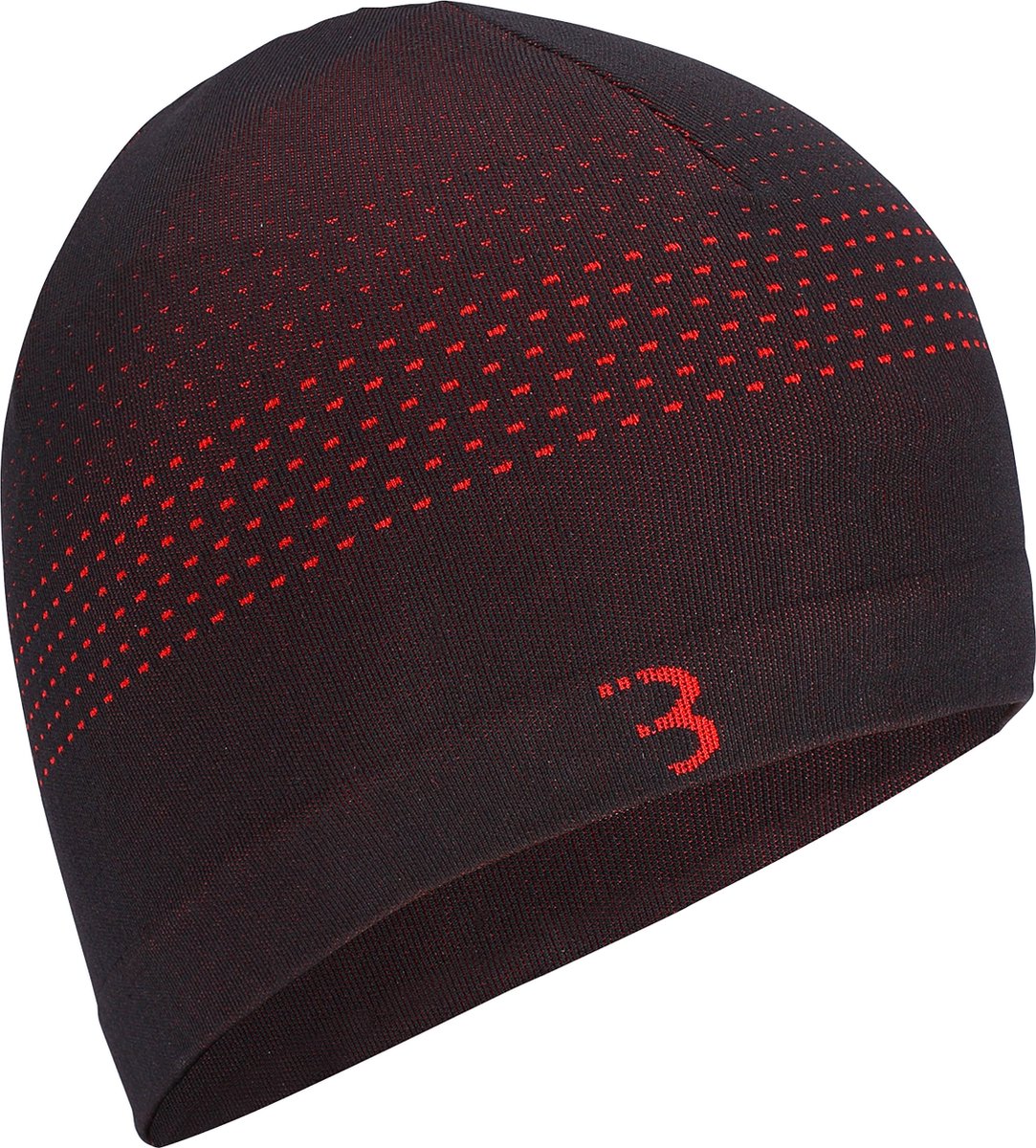 BBB Fahrradhelmmütze Fahrrad Wintermütze – Fahrradmütze für unter dem Helm – 0–5 °C – nahtlos und schnell trocknend – Unisex – Schwarz Rot – Groß – BBW-494