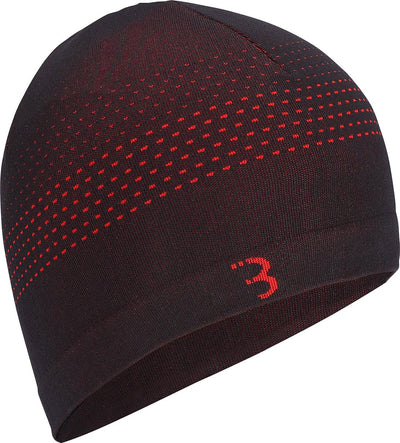 BBB Fahrradhelmmütze Fahrrad Wintermütze – Fahrradmütze für unter dem Helm – 0–5 °C – nahtlos und schnell trocknend – Unisex – Schwarz Rot – Groß – BBW-494