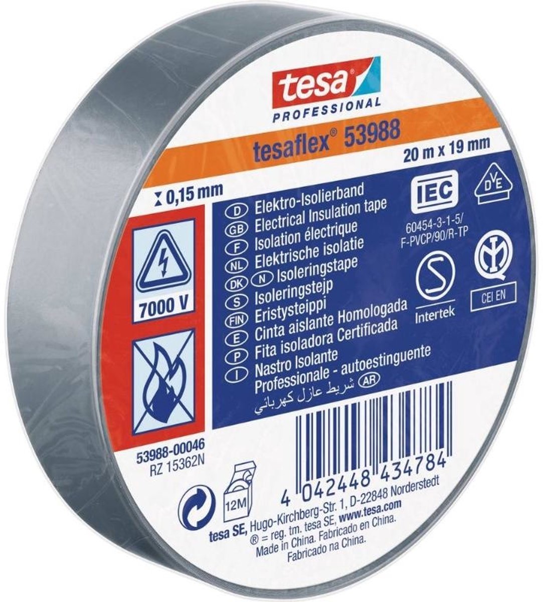 Tesa Isolierband grau 19mm 20mtr | 10 Stk
