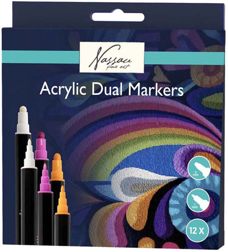 Creative Craft Group Nassau Acrylmarker mit Doppelspitze – 12 Stück.