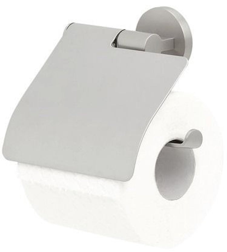 Tiger Noon - Toilettenpapierhalter mit Klappe - Toilettenpapierhalter - ohne Bohren - Bohren oder Kleben - Edelstahl gebürstet