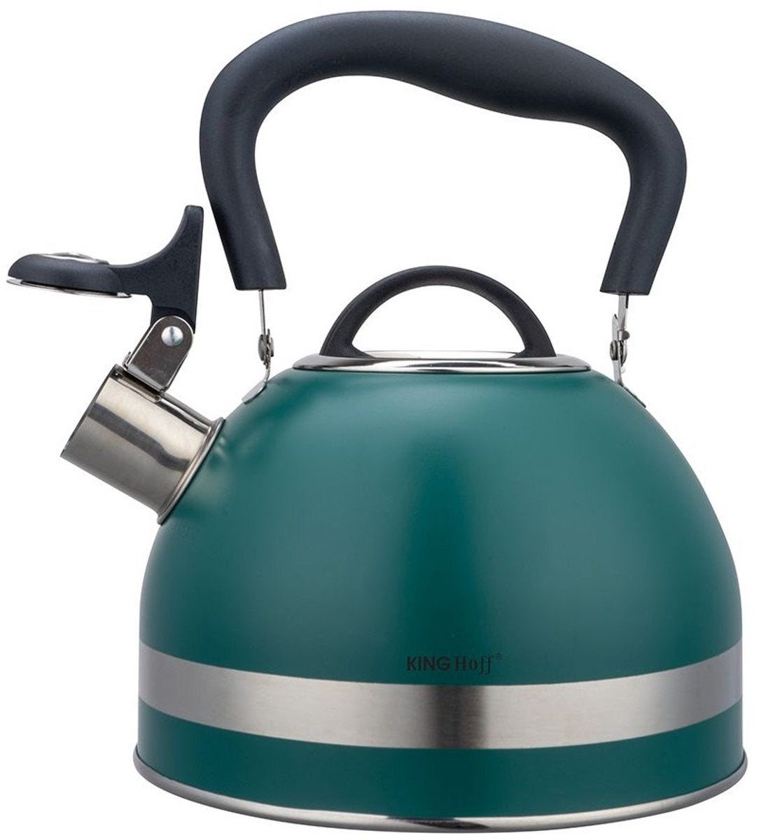 Kinghoff 1855 – Pfeifkessel mit Flöte – 1,8 Liter – Edelstahl – grün