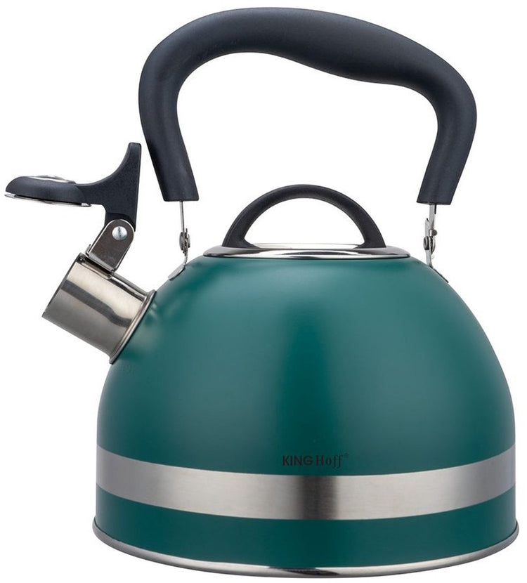 Kinghoff 1855 – Pfeifkessel mit Flöte – 1,8 Liter – Edelstahl – grün
