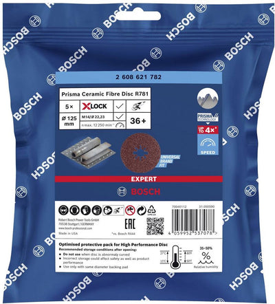 Bosch R781 Expertenprisma – Fiberscheibe – 125 mm – X-Lock – S. 36