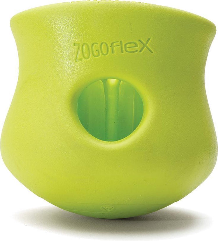 West Paw Toppl Zogoflex – starkes Hundespielzeug – Slowfeeder – grün – groß – 10 cm