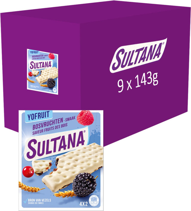 Sultana - Snack - yofruit Waldfrüchte Fruchtkeks - 9 x 143 Gramm