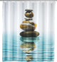 Wenko Duschvorhang Meditation 180x200cm Polyester – inklusive Aufhängeringen – wasserdicht – waschbar – schnelltrocknend