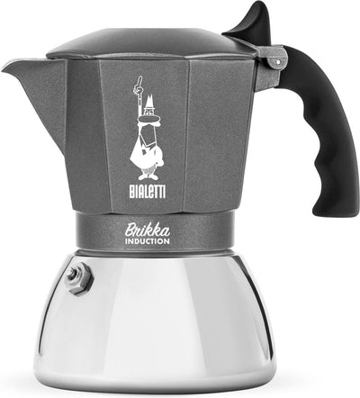 Bialetti Brikka Induktions-Perkolator 4 Tassen – Espressokocher – induktionsgeeignet – Crema-Schicht – schwarzer Edelstahl