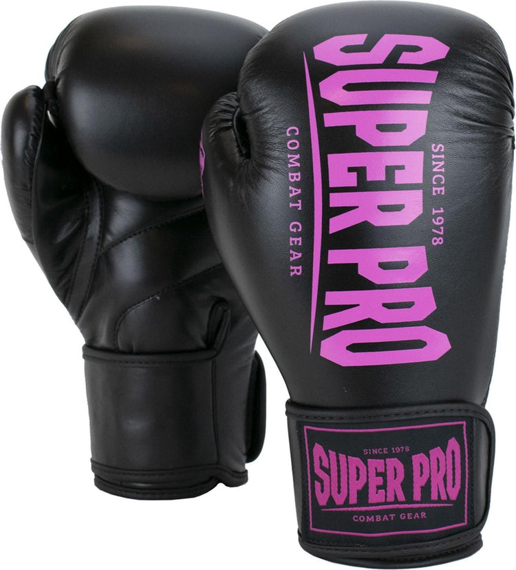 Super Pro Combat Gear Champ (Kick)Boxhandschuhe schwarz rosa 10oz