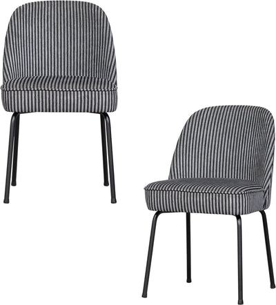 Woood Vogue Esszimmerstühle – gewebter Stoff mit Streifen – Schwarzgrau – 2er-Set