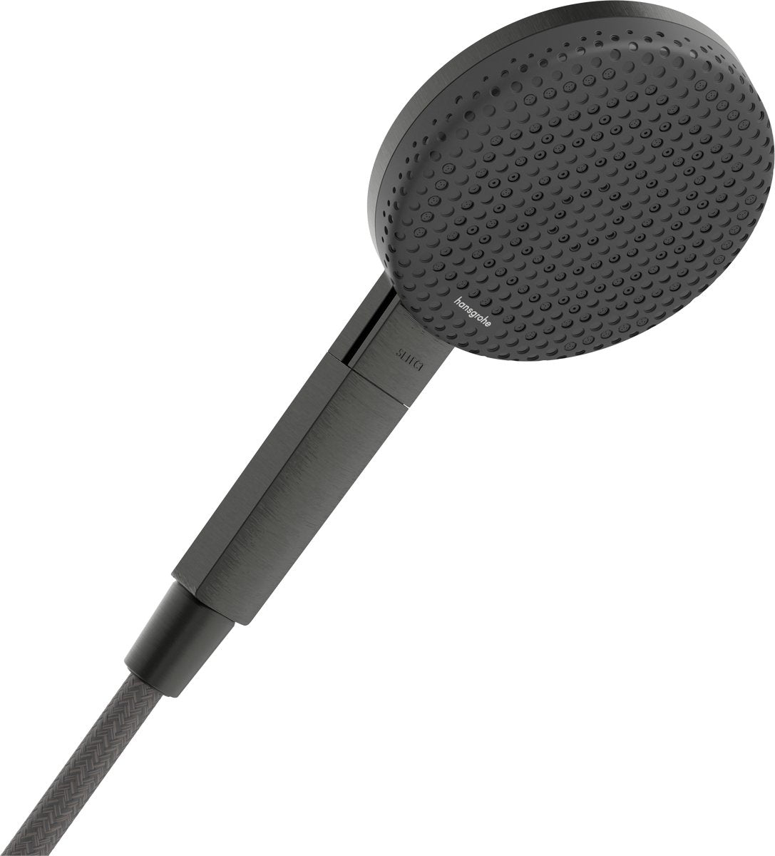 Hansgrohe Raindance Alive Select S – Handbrause – Ecosmart Wassersparen – Auswahlknopfsteuerung – 125 mm Größe – 3 Strahlfunktionen – gebürstetes schwarzes Chrom