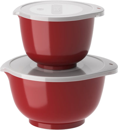 Rosti Margrethe Rührschüssel-Set – 4-teilig – 1,5 und 3 l – rot – Rührschüssel mit Deckel zum Backen und Kochen – mikrowellen-, gefrier- und spülmaschinenfest