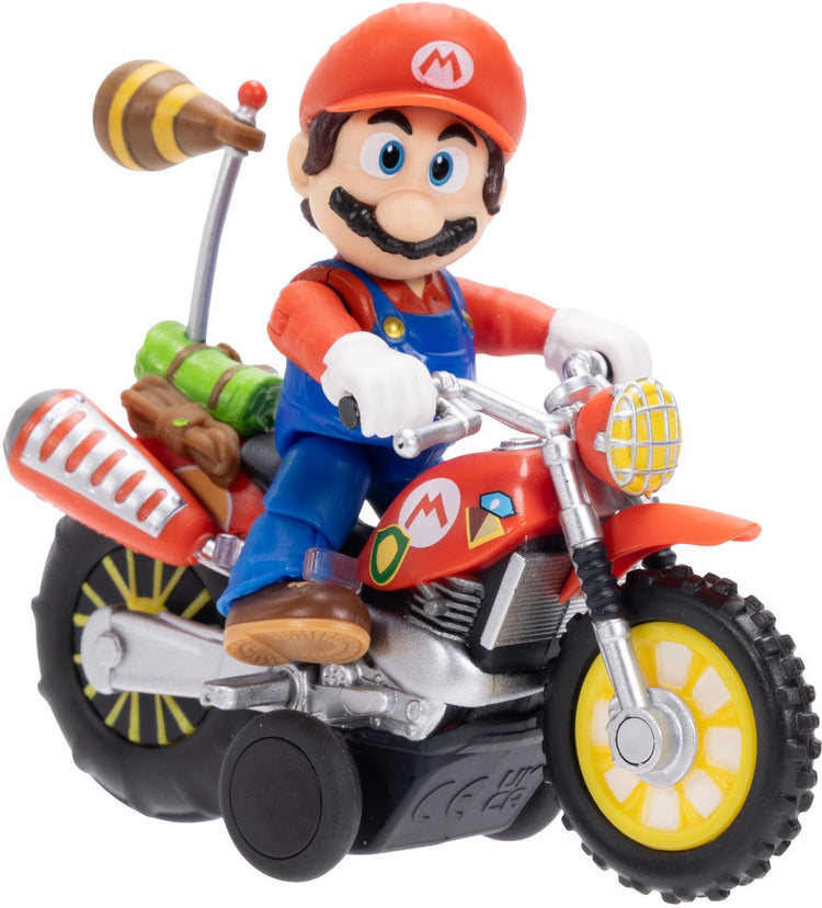 Jakks Pacific die Super Mario Galaxy Movie Actionfigur mit zurückziehbarem Motorrad Mario 6 cm Actionfigur
