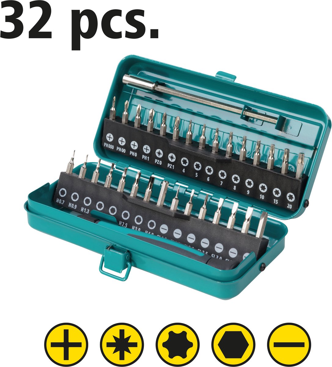 Wolfcraft - Mikrobit-Set für kleine Schrauben - 32-teilig - inkl. Schraubendreher mit Bithalter - Bitsatz - 1389000