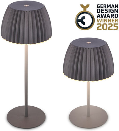 B.k.licht Briloner Champ – wiederaufladbare Tischleuchte – kabellose Lampe – Touch-dimmbar – für drinnen und draußen – Gewinner des Deutschen Designpreises 2025 – Anthrazit – ø14,5 x 36,5 cm