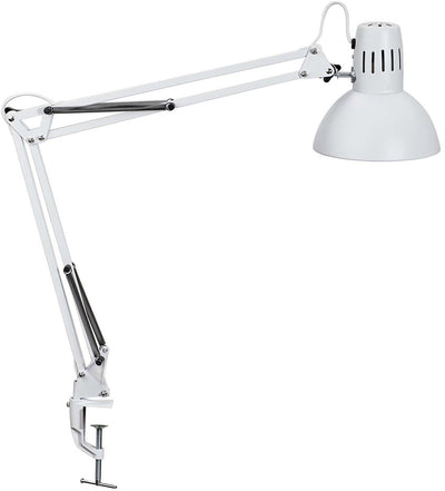 Maul Arbeitszimmer-Schreibtischlampe – LED – Metall – weiß – Tischlampe mit Klemme – E27-Fassung