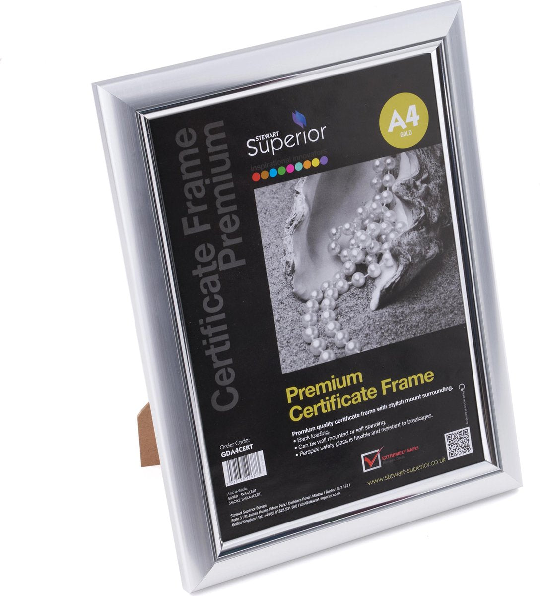 Seco Fotorahmen – A4 – 21 x 29,7 cm – Silber – 30 mm Rahmen – se-sva4cert