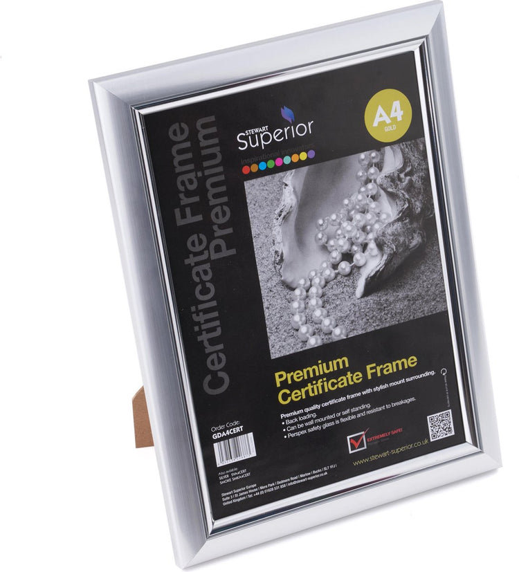 Seco Fotorahmen – A4 – 21 x 29,7 cm – Silber – 30 mm Rahmen – se-sva4cert