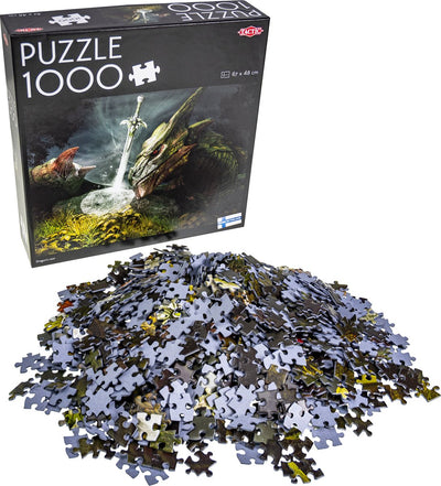 Taktik-Drachennest – Puzzle – 1000 Teile – epische Fantasie mit Drachen – mystisches Schwert im Wald – hohe skandinavische Qualität